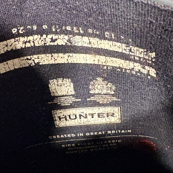 Hunter Kids Navy Rain Boots Toddler Youth 10/11 - Picture 6 of 10